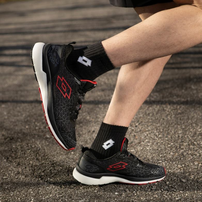 Lotto Polska Buty - Lotto Człowiek wszystko czarne/ognistoczerwone hiperpuls Volaty 100 buty R4DBZ213