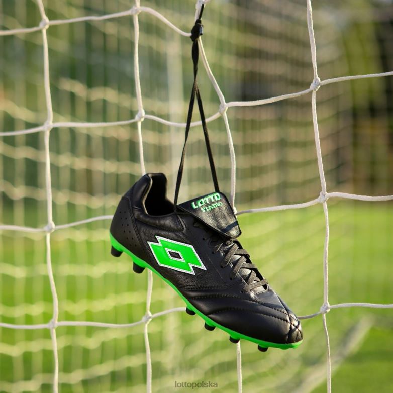 Lotto Męskie - Lotto Człowiek wszystko czarne/wiosenna zieleń stadion 200 iii fg buty R4DBZ166
