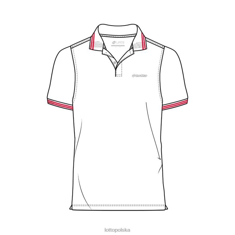 Lotto Męskie - Lotto Człowiek jasna biel/płomienna czerwień klasyczne polo strój R4DBZ593