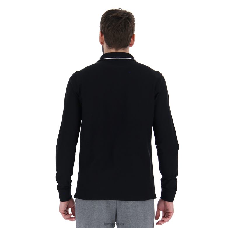 Lotto Męskie - Lotto Człowiek wszystko czarne/jasnobiałe polo classica ls pq strój R4DBZ591