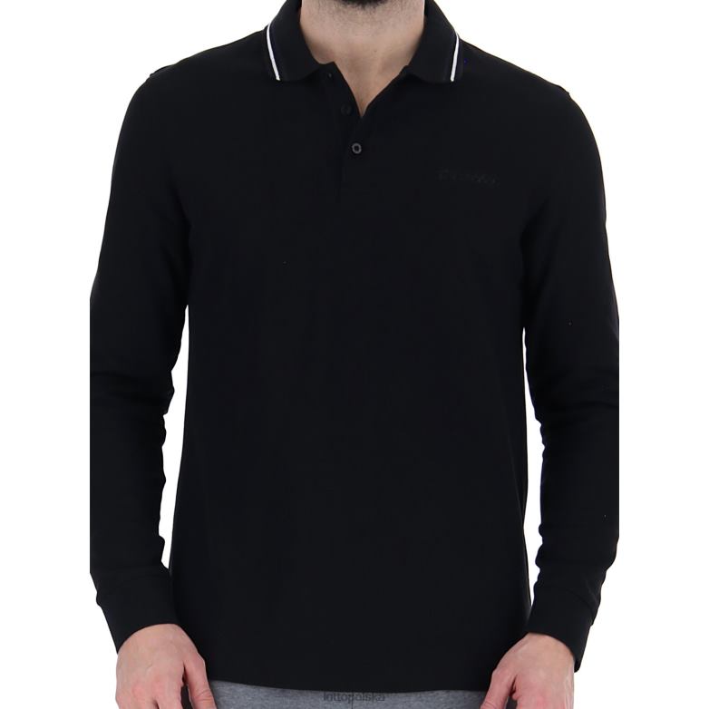 Lotto Męskie - Lotto Człowiek wszystko czarne/jasnobiałe polo classica ls pq strój R4DBZ591