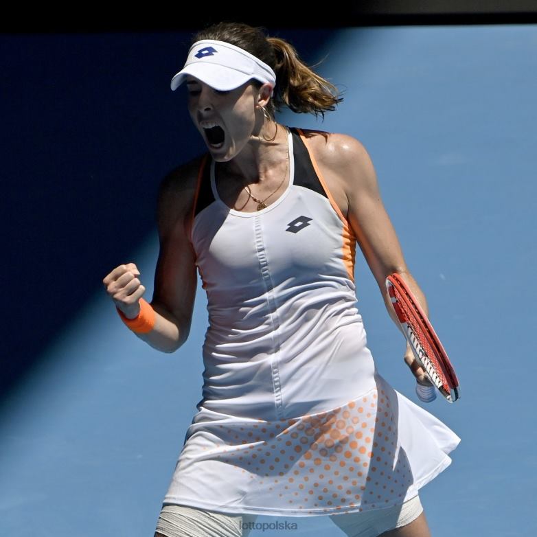 Lotto Polska - Lotto kobieta jasny biało-pomarańczowy rytm góra z sukienką 1 strój R4DBZ1003