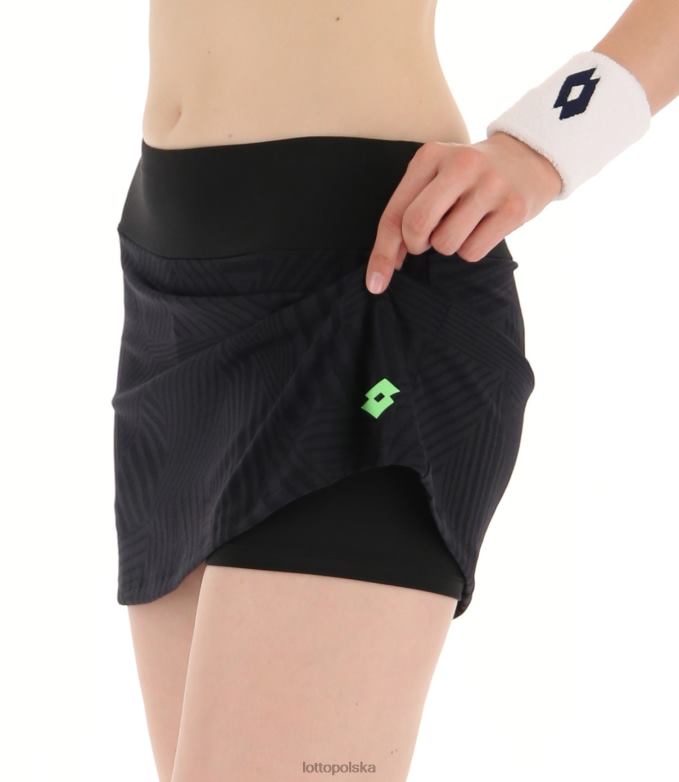 Lotto Polska - Lotto kobieta wszystkie czarne/zielone jabłko neo superrapida ze spódnicą strój R4DBZ1001